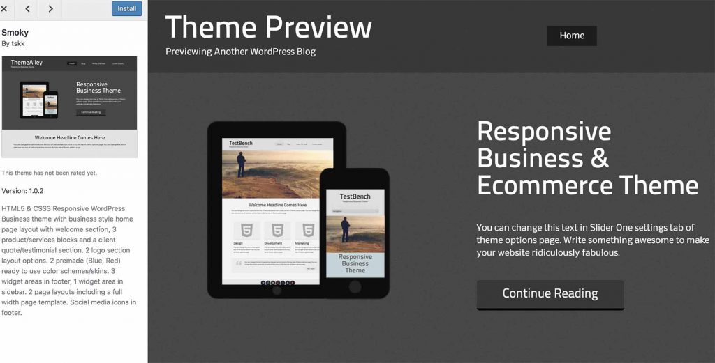 Wordpress Theme preview